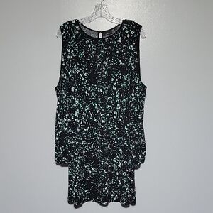 Apt 9 Womens Black & Green Open Shoulder Dress Sz L Y2K, Flowy, Casual
